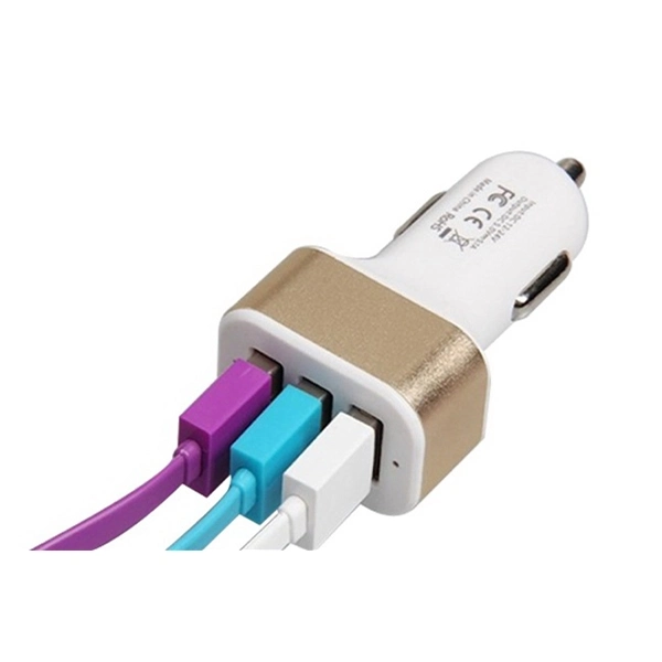 3-Port USB Car Charger 2.1 AMP Fast Charging Cable