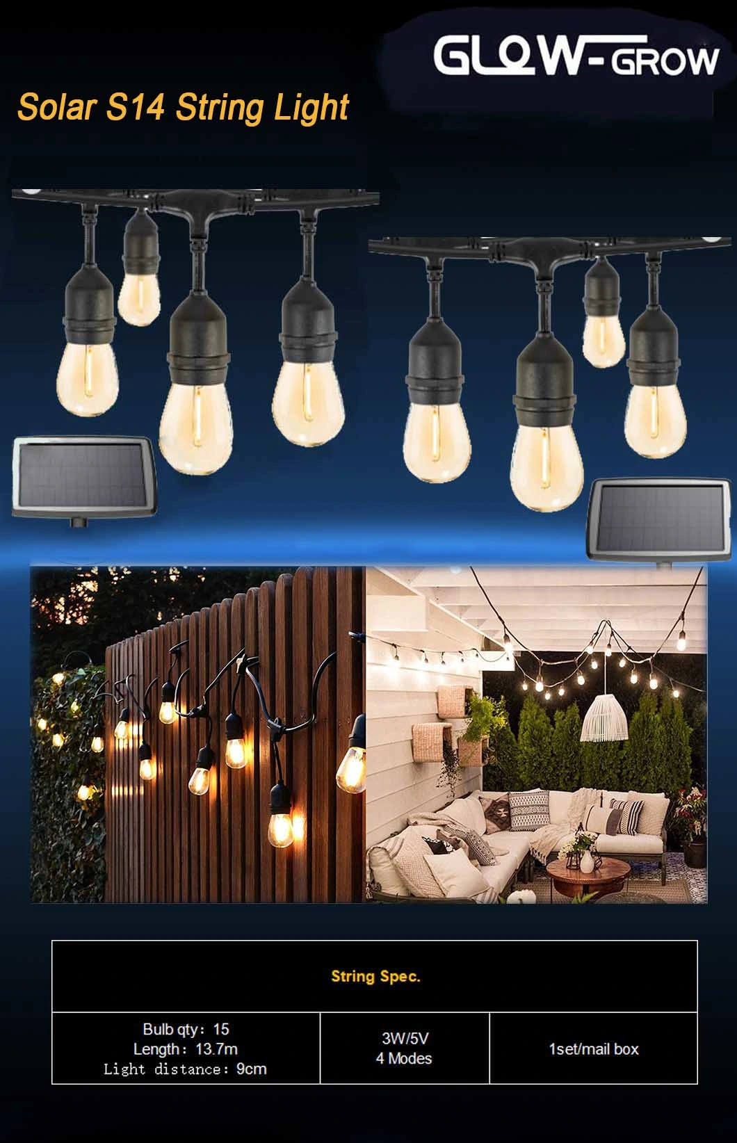 Vintage Edison Bulbs LED Solar Bulb String Lights for Outdoor Garden Home Decoration