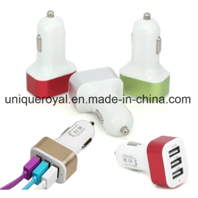 3-Port USB Car Charger 2.1 AMP Fast Charging Cable