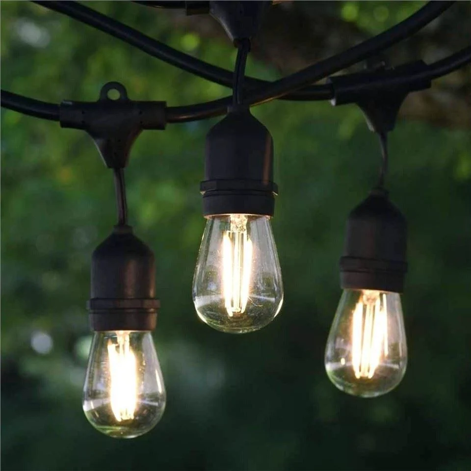 Factory Supplier Outdoor Christmas Garland G40 Bulbs Globe Lights Dimmable Remote Control for Garden Wedding Decoration Solar LED String Light