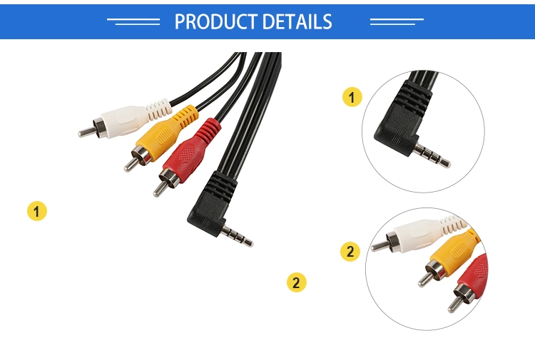 AV Audio Cable 1m 1.5m Set-Top Box 3.5mm One-to-Three Video Lotus Cable 3.5 to 3rcaav Cable Connection
