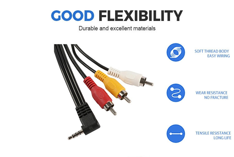 AV Audio Cable 1m 1.5m Set-Top Box 3.5mm One-to-Three Video Lotus Cable 3.5 to 3rcaav Cable Connection