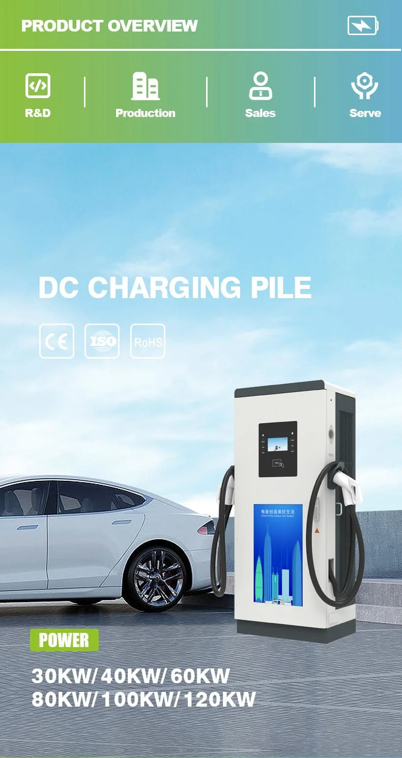 Outdoor DC EV Charger 120kw with Dual Guns for Commercial Building Electric Car Charging