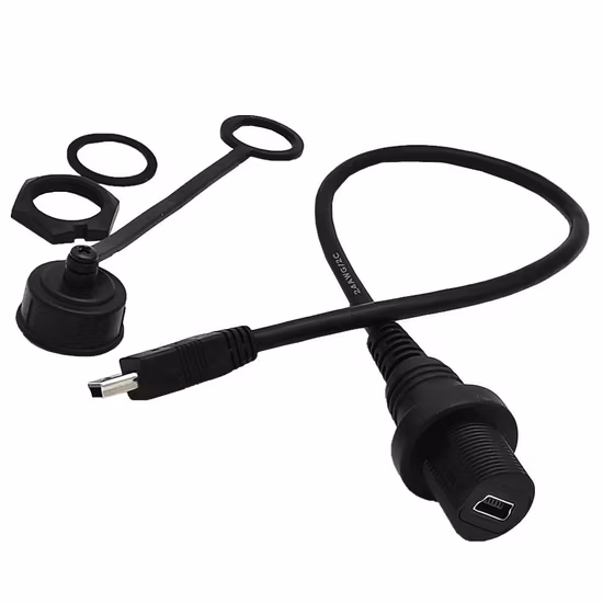 Square Dashboard Car USB 2.0 Extension Cable with Anti Dust Cover for Car, Boat and Motorcycle