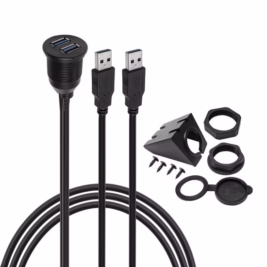 Waterproof USB 3.0 &amp; HDMI Extension Dash Panel Mount Cable for Car/Boat