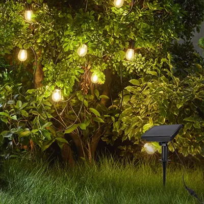Outdoor Waterproof LED Shatterproof Heavy Duty Outdoor String Light Solar Powered with Hanging S14 Edison Bulbs for Balcony Fence Patio Wedding Home Party Decor