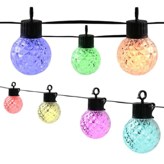 IP65 Waterproof G40 Christmas Lights RGB Solar Power LED Outdoor String Lights with Remote Control