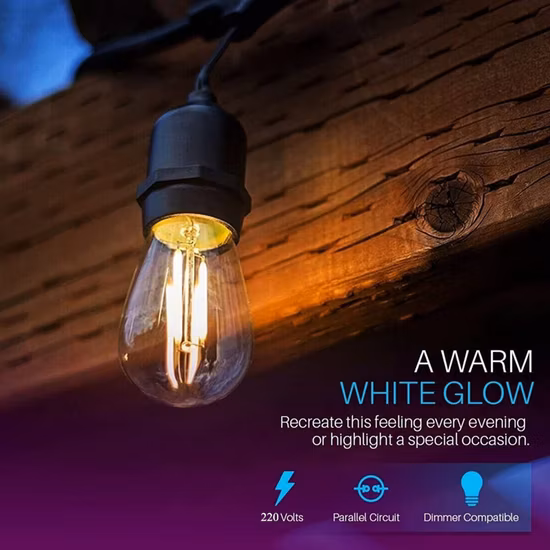 IP65 15m LED Waterproof E27 Warm LED Retro Edison Filament Bulb String Lights for Outdoor Street Garden Patio Holiday Lighting